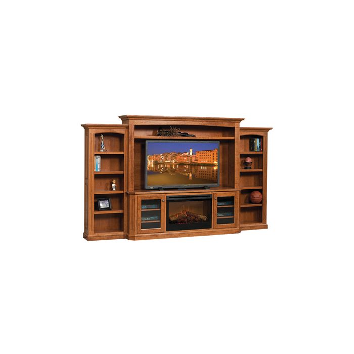 Buckingham Entertainment Center with Side Bookcases & Fireplace