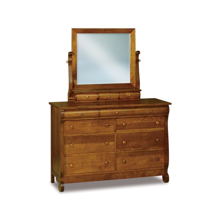 Old Classic Sleigh 9 Drawer Dresser & Mirror