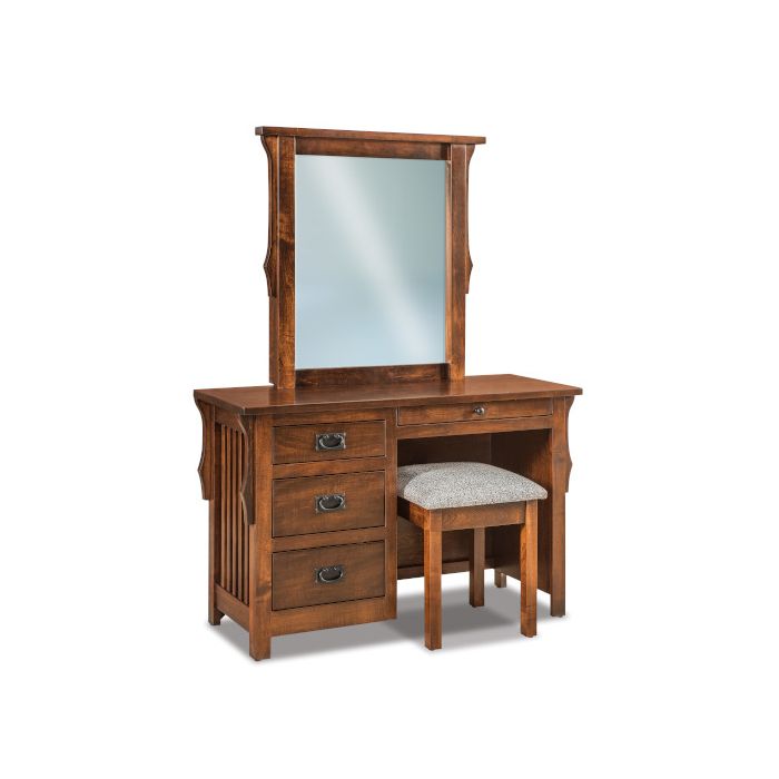 Stick Mission 4 Drawer Vanity Dresser & Mirror W/ Bench
