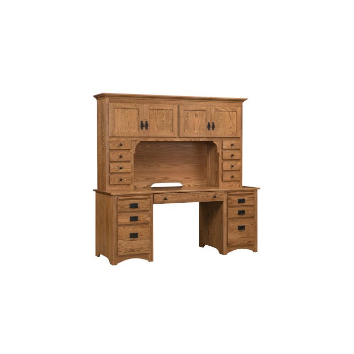 Mission Double Pedestal Desk & Hutch