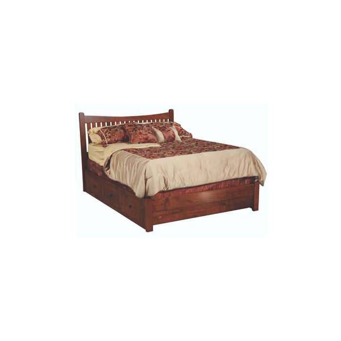 Portland Bed w/ low footboard and Storage Rails