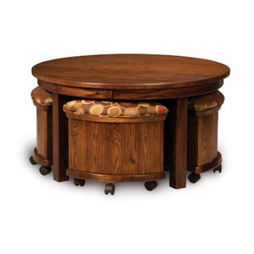 Five Piece Round Table Bench Set