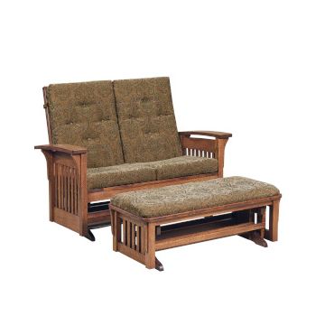 Bow Arm Slat Loveseat Glider