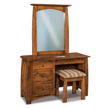 Boulder Creek 4 Drawer Vanity Dresser & Mirror W/ Bench