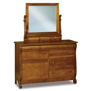 Old Classic Sleigh 9 Drawer Dresser & Mirror