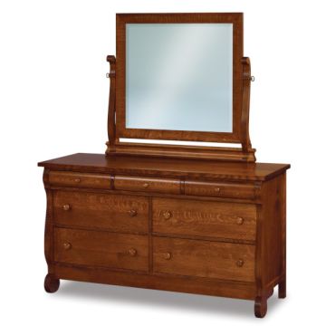 Old Classic Sleigh 7 Drawer Dresser & Mirror