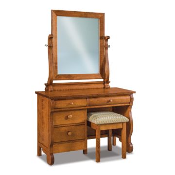 Old Classic Sleigh 4 Drawer Vanity Dresser & Mirror W/ Bench