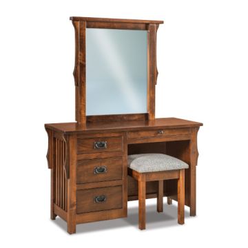 Stick Mission 4 Drawer Vanity Dresser & Mirror W/ Bench