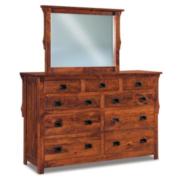 Stick Mission 9 Drawer Mule Dresser & Mirror