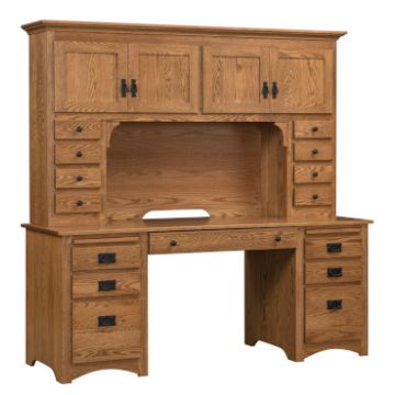 Mission Double Pedestal Desk & Hutch