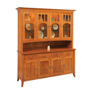 Old World Hutch 4-Door China Cabinet